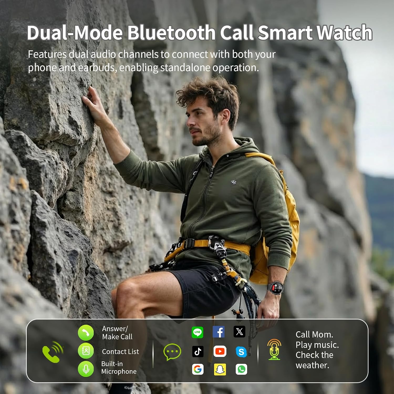 Soudorv Military Smart Watch for Men, 50+ Day Battery Life, Bluetooth Call | 1.53" HD, 110+ sports modes, heart rate/sleep monitor, IP68 waterproof, Fitness Watch with LED Flashlight for iOS/Android - Image 2