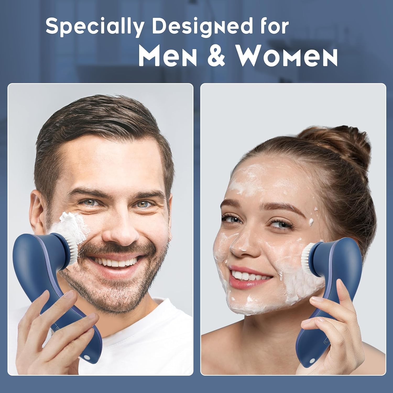 Facial Cleansing Brush, Rechargeable Electric Face Scrubber, 2-Speed Modes - Image 2