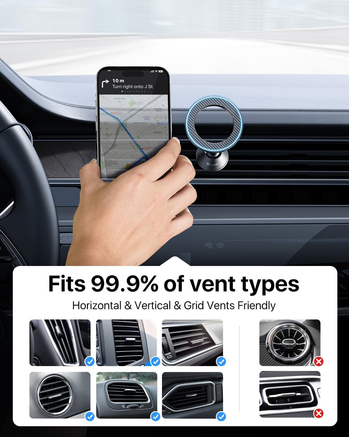 andobil for MagSafe Car Mount Vent, 20xN55 Strongest Magnet & All Metal - Image 6