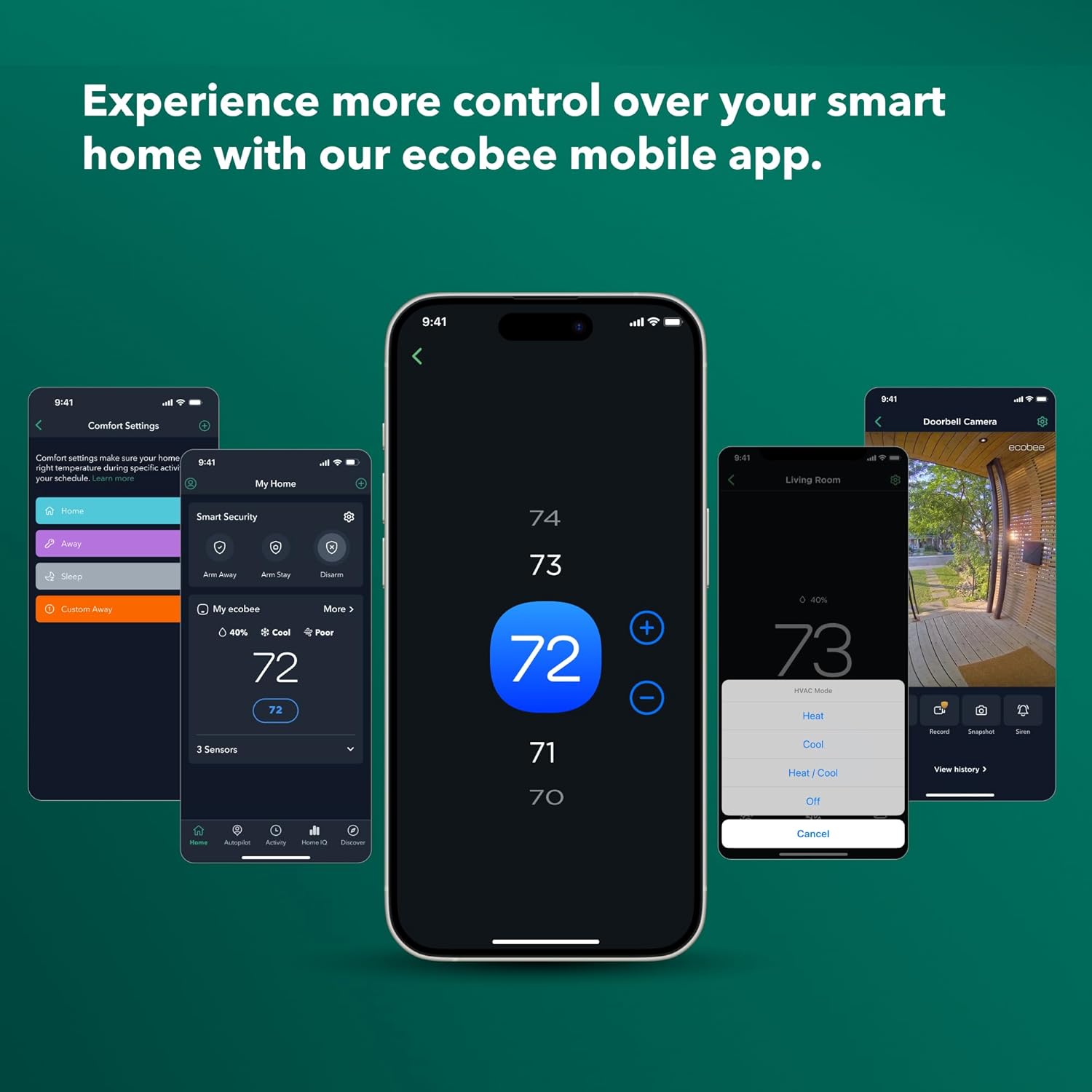ecobee Comfort and Security Bundle, Smart Thermostat Premium & SmartSensor | Built-in Alexa and Siri, Doorbell live view, Smoke alarm detection, Radar occupancy sensor, open and close notifications - Image 16