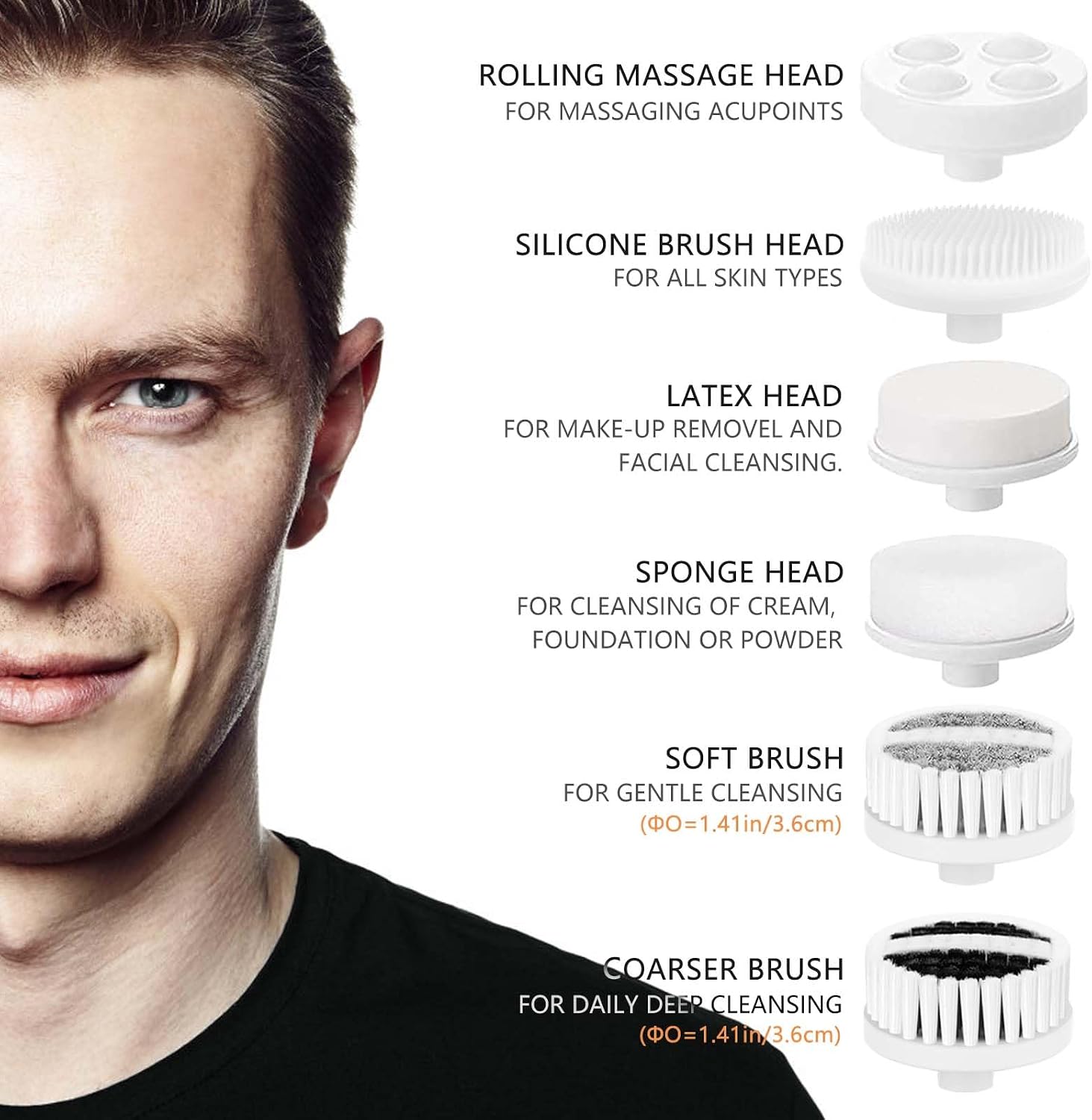 Facial Cleansing Brush Face Scrubber: CLSEVXY Electric Face Spin Cleanser Brushes with 6 Brush Heads for Deep Cleansing, Gentle Exfoliating, Removing Blackhead, Massaging - Image 2