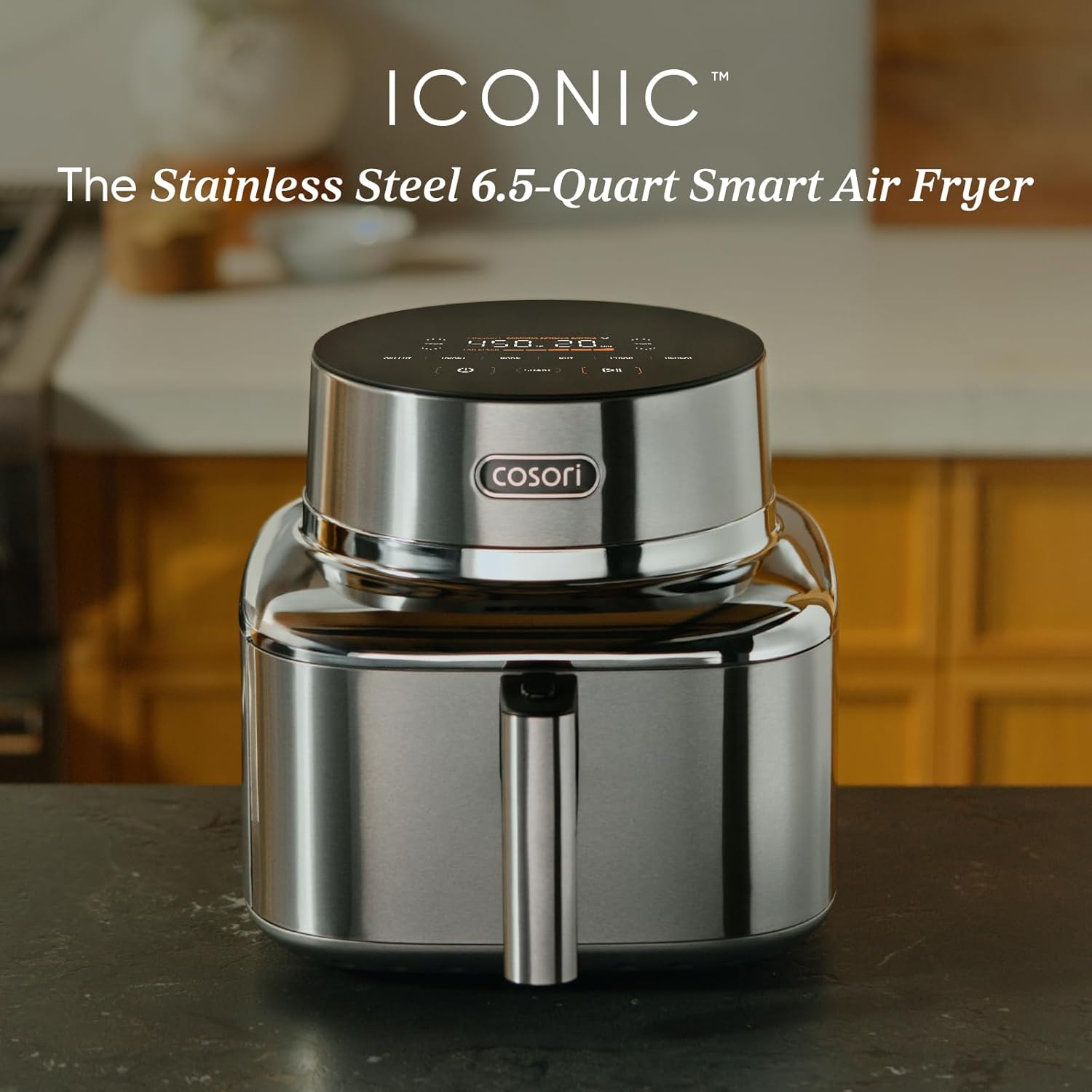 Cosori Iconic Stainless Steel Air Fryer, 6.5Qt, PFAS Free Ceramic Coating - Image 2