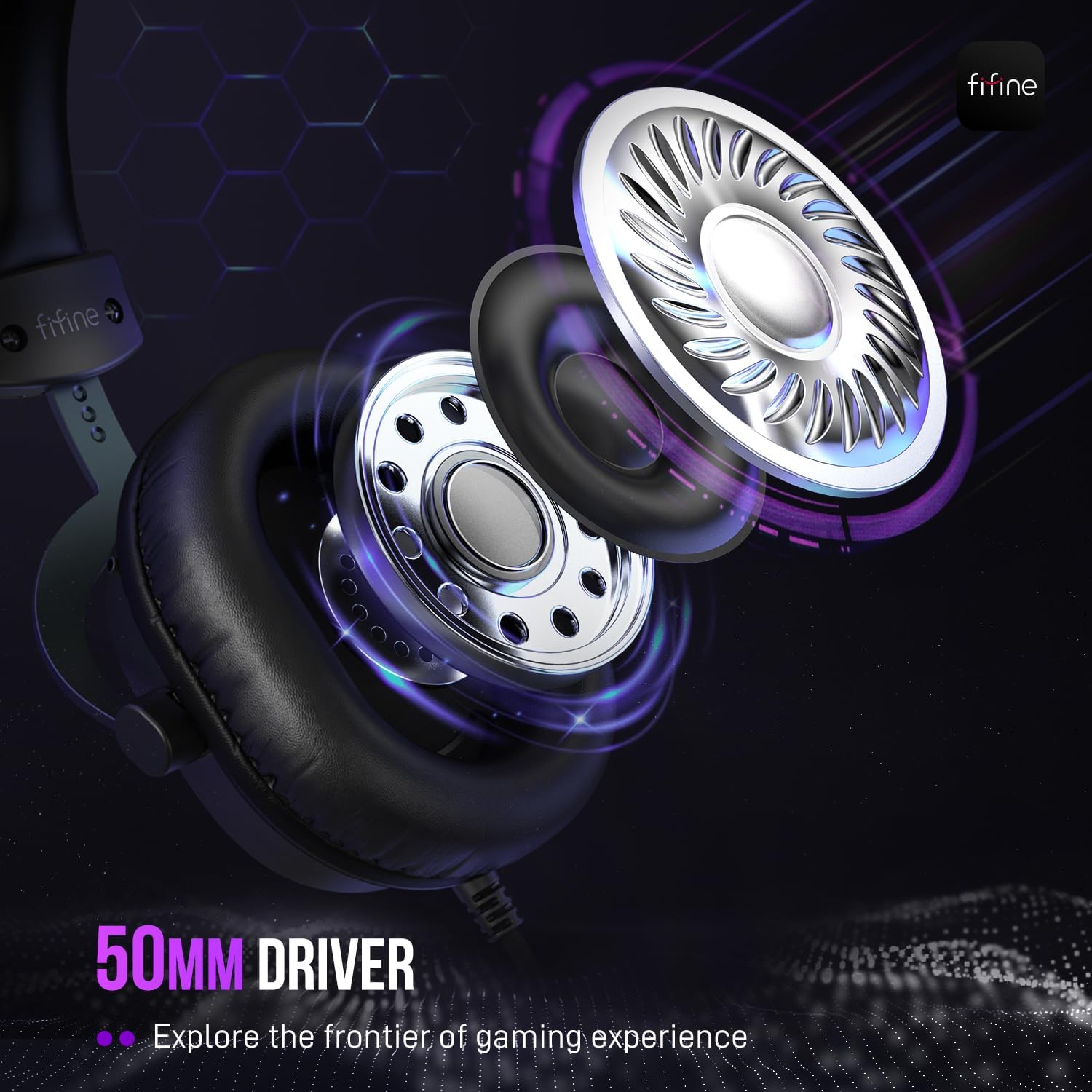FIFINE H9 Wired Gaming Headset with Microphone, 3.5mm and USB Connectivity | 50mm Drivers, 7.1 Surround Sound, Lightweight, Soft Ear Cusion, Detachable Boom Mic, USB Control Box, for PC, Xbox, PS4/5 - Image 2