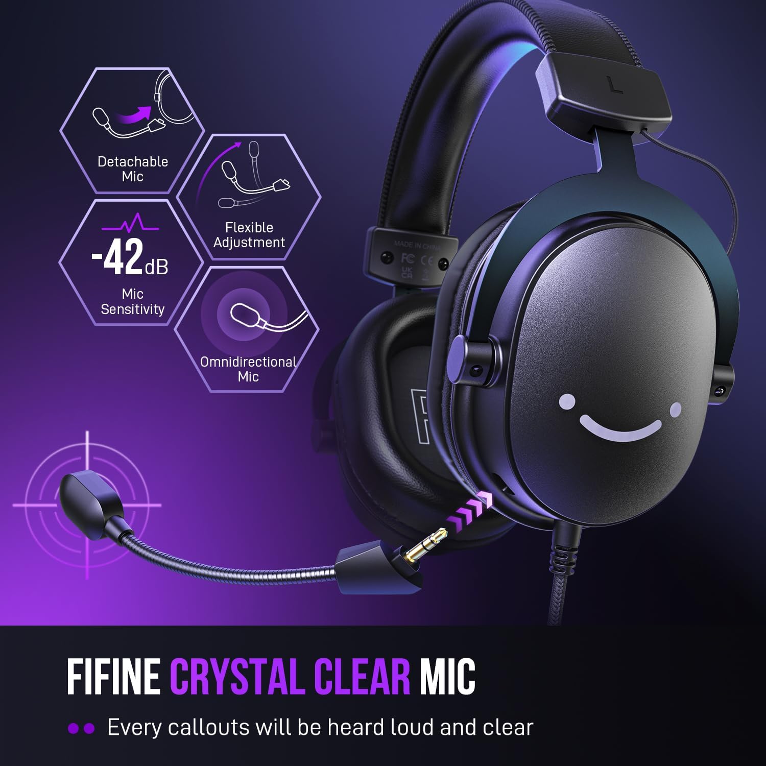 FIFINE H9 Wired Gaming Headset with Microphone, 3.5mm and USB Connectivity | 50mm Drivers, 7.1 Surround Sound, Lightweight, Soft Ear Cusion, Detachable Boom Mic, USB Control Box, for PC, Xbox, PS4/5 - Image 3