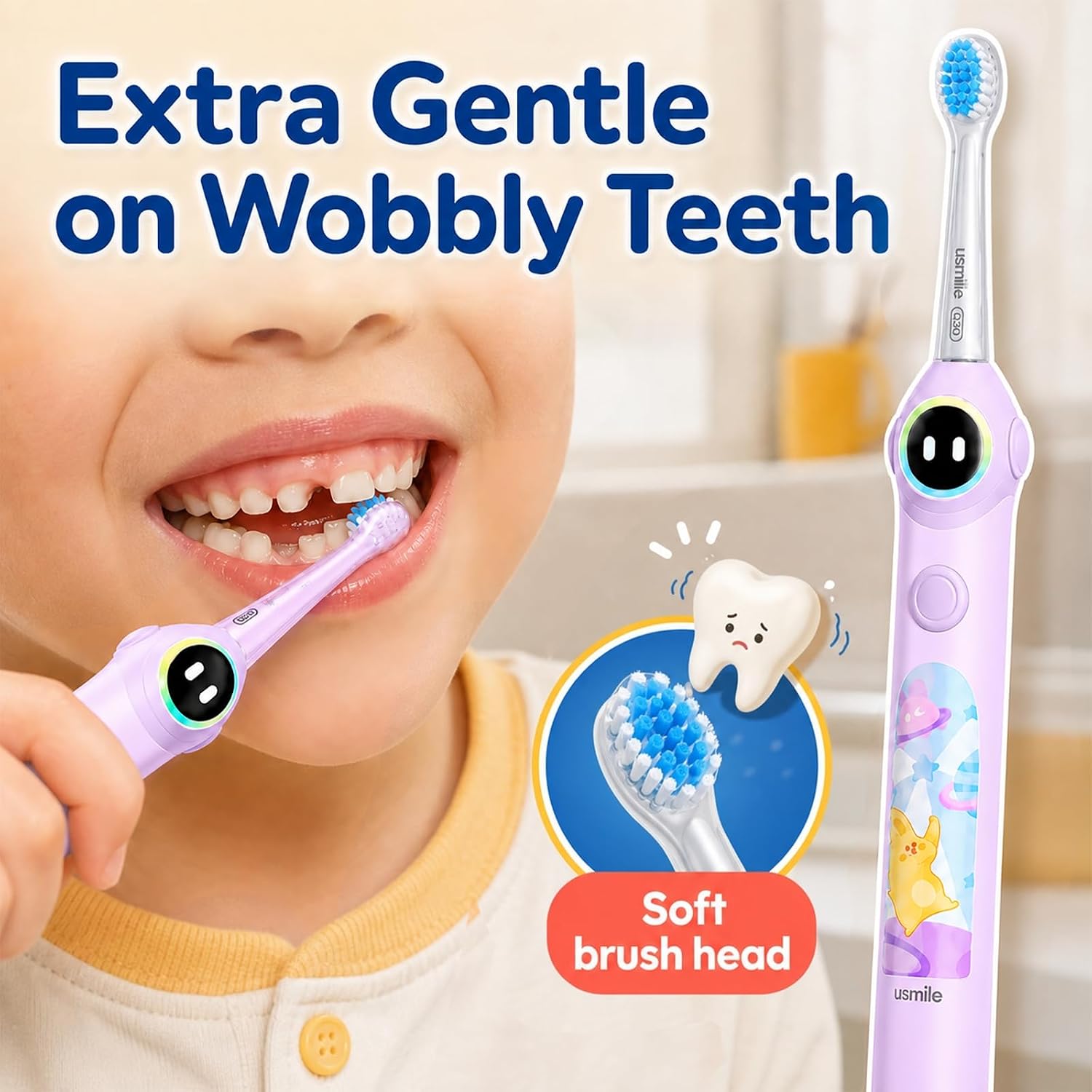 usmile Q30 Kids Smart Toothbrush, Voice-Guided Coaching, Ages 3-8 (Purple) | Missed Spot Alerts, Parent App Reports, AI Voice Guide, Fun Music Timer, Gentle Bristles, 90-Day Battery Life - Image 6