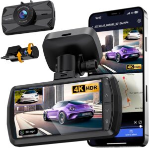 4K Dash Cam Front and Rear, Built-i...