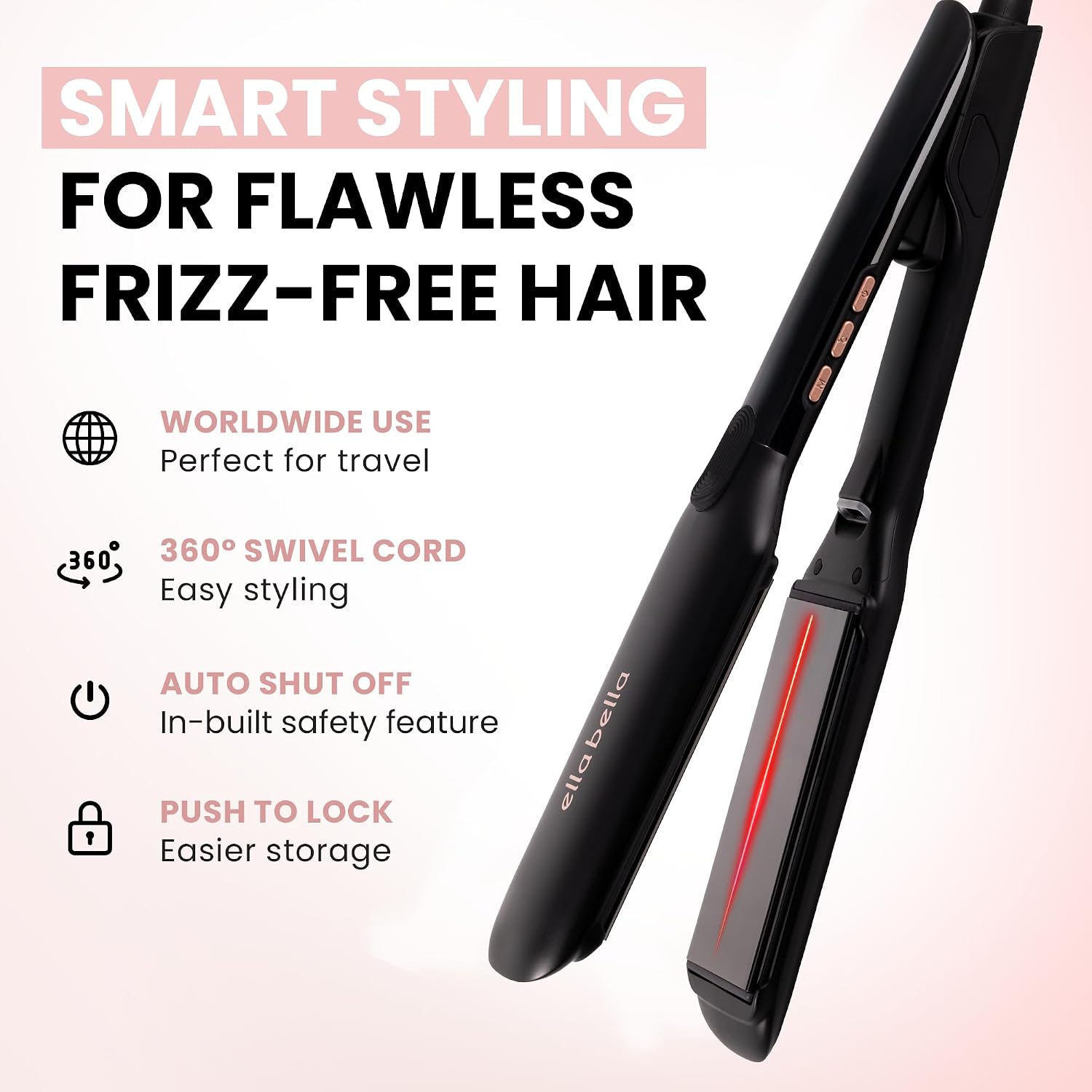 ELLA BELLA® Titanium Flat Iron Hair Straightener Large with Infrared - Image 7