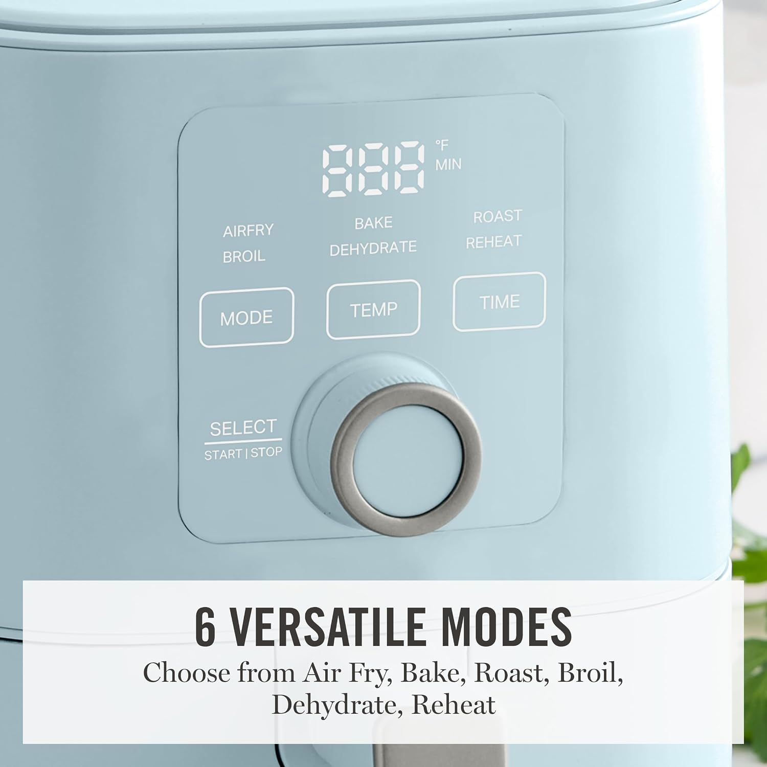 Martha Stewart 6-Quart Air Fryer, 6 Presets, Space Saving, Sky Blue - Image 3