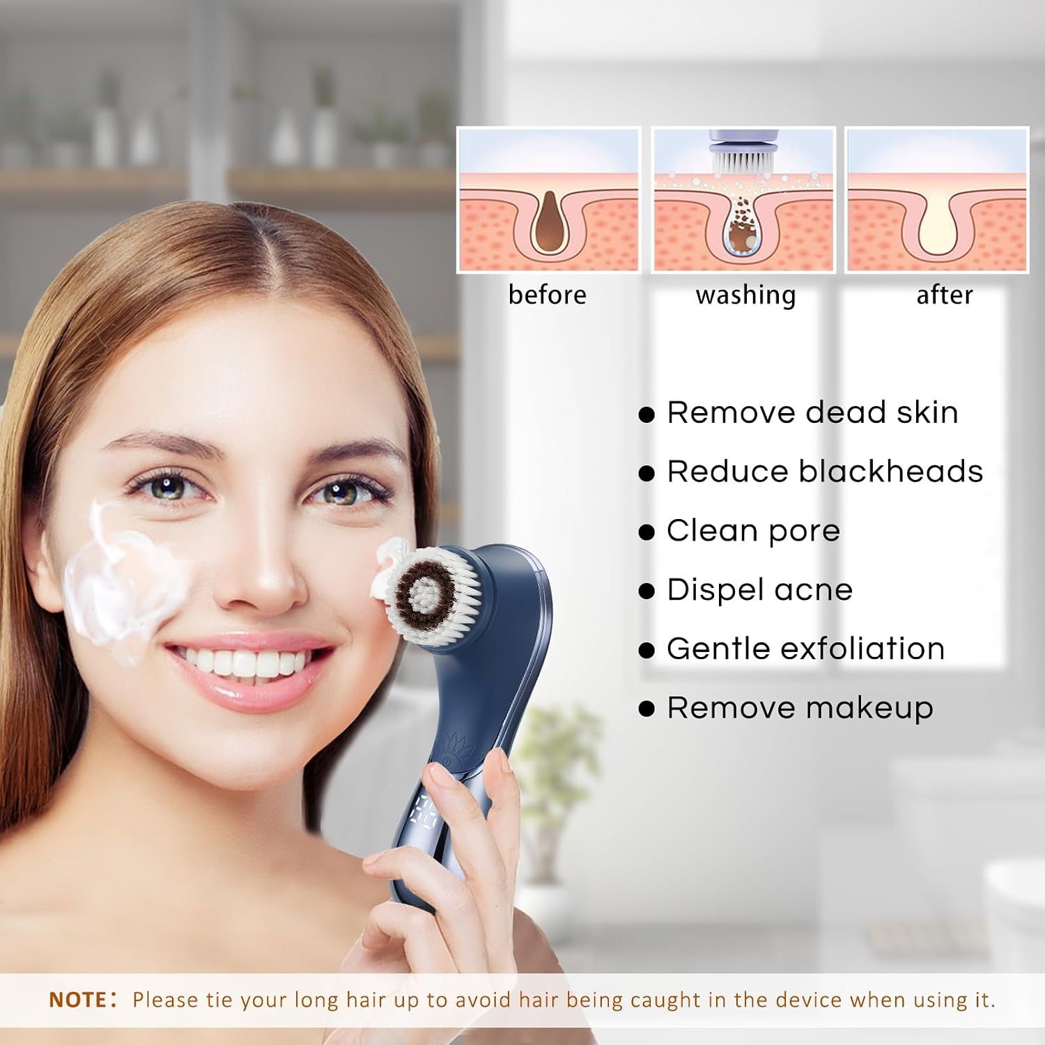 Facial Cleansing Brush, Rechargeable Electric Face Scrubber, 2-Speed Modes - Image 5