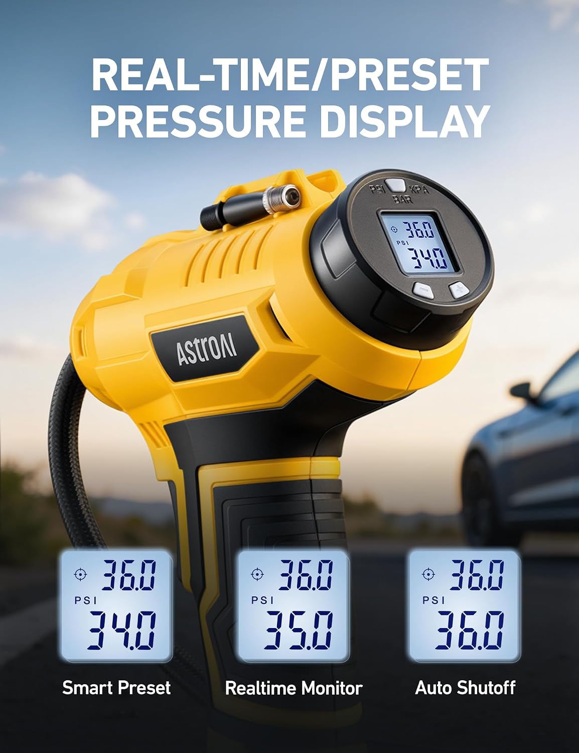 AstroAI Cordless Tire Inflator Portable Air Compressor 160PSI 12VDC Battery - Image 4