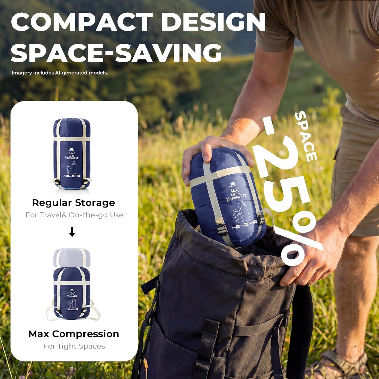 Ultralight Warm Weather Sleeping Bag - Portable, Waterproof, Compact Lightweight, Comfort with Compression Sack - Great for Outdoor Camping, Backpacking & Hiking - Image 5