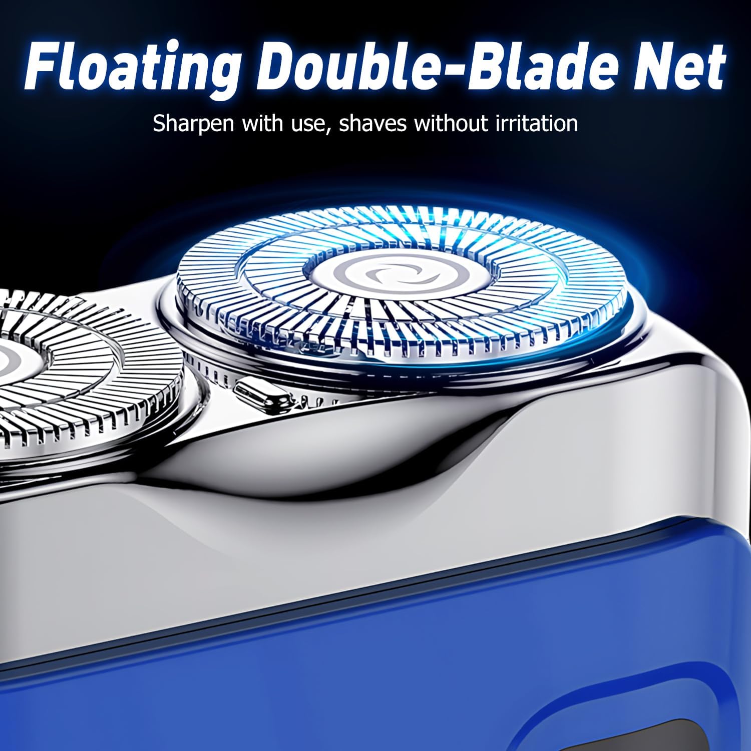 Dual-Head Portable Mini Mens Electric Shaver, Blue - Image 4