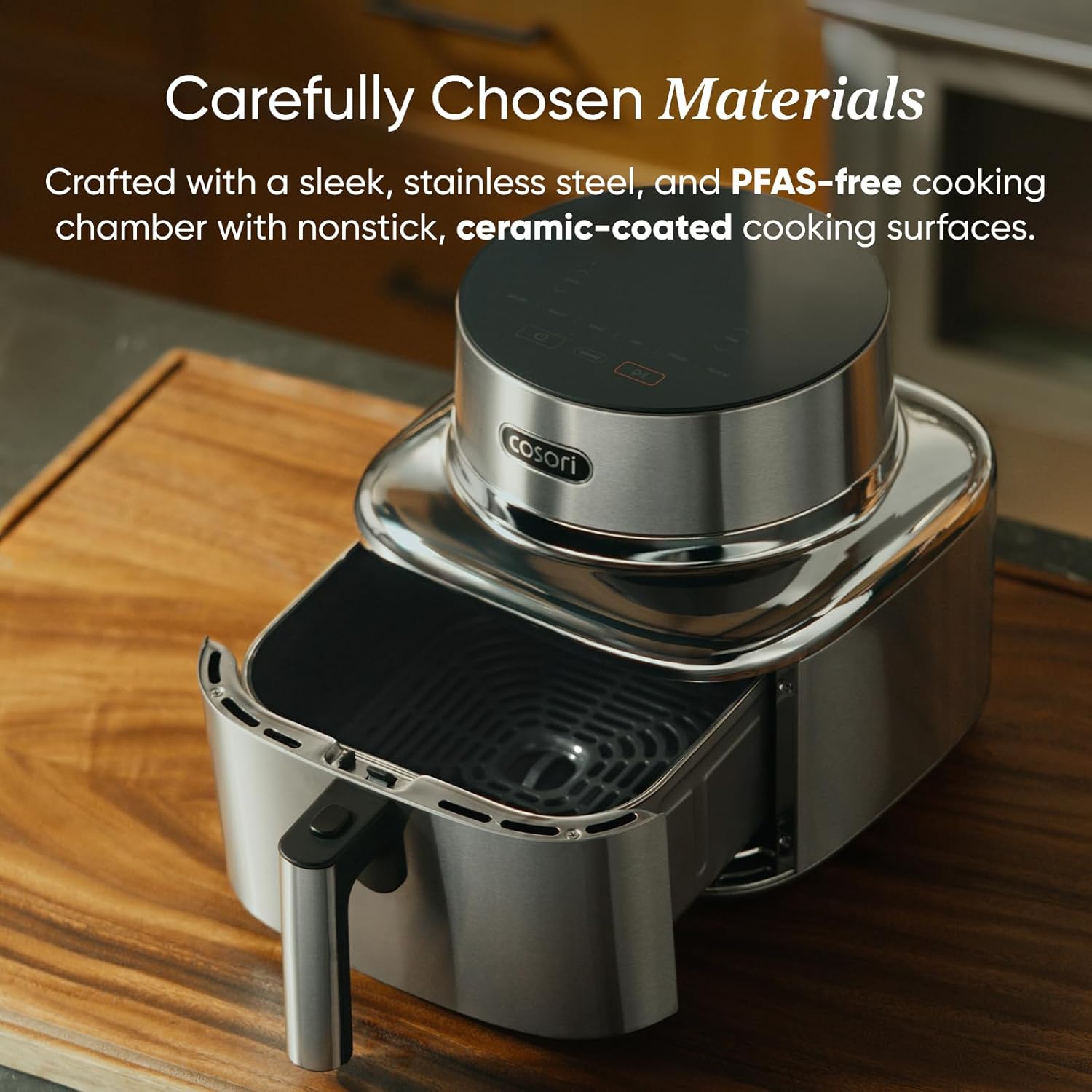 Cosori Iconic Stainless Steel Air Fryer, 6.5Qt, PFAS Free Ceramic Coating - Image 3