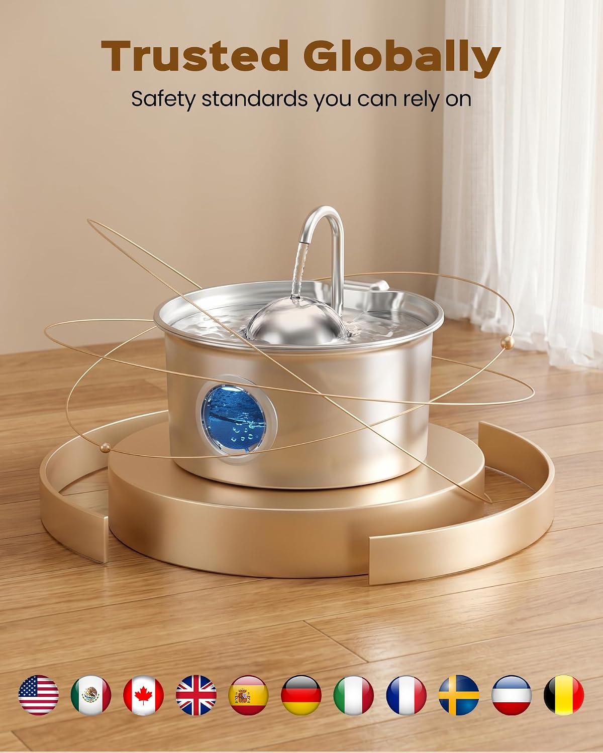 Cat Water Fountain Stainless Steel: Pet Water Fountains for Cats Indoor - 88oz/2.6L Cat Fountains for Drinking - Quiet Hemispherical Shape - Automatic Pet Fountain Bowl Dispenser- Small Animals - Image 9