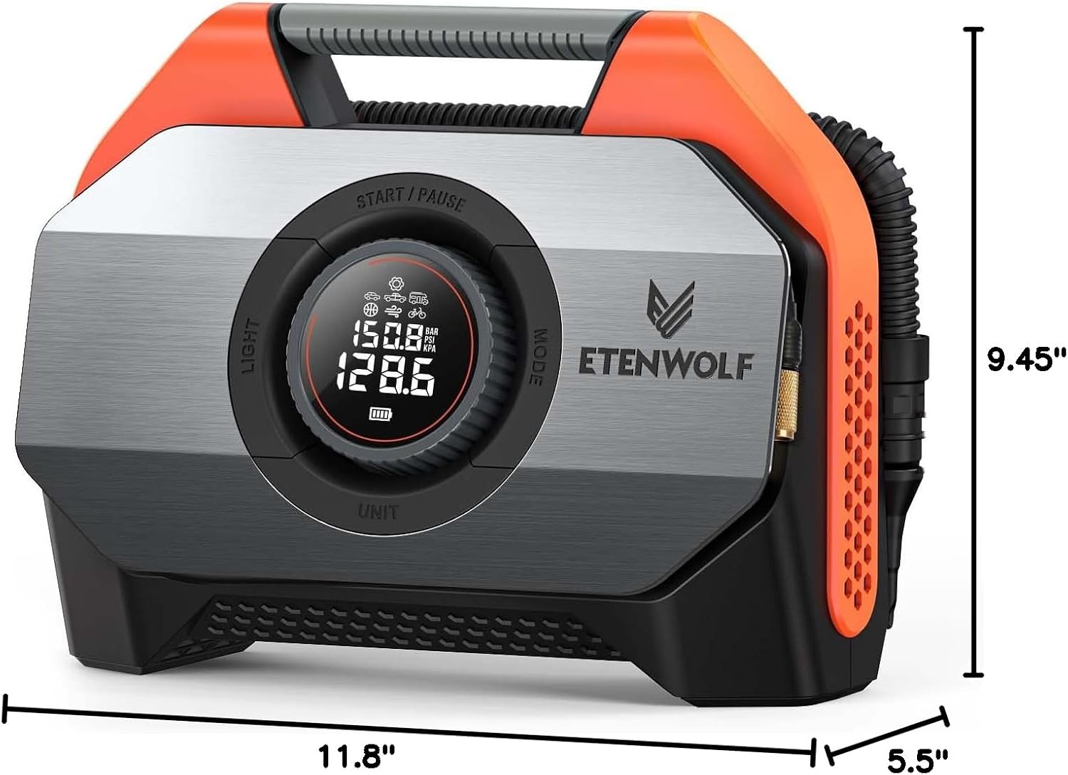 ETENWOLF VORTEX S6 Tire Inflator Portable Air Compressor, Cordless Air Pump - Image 10