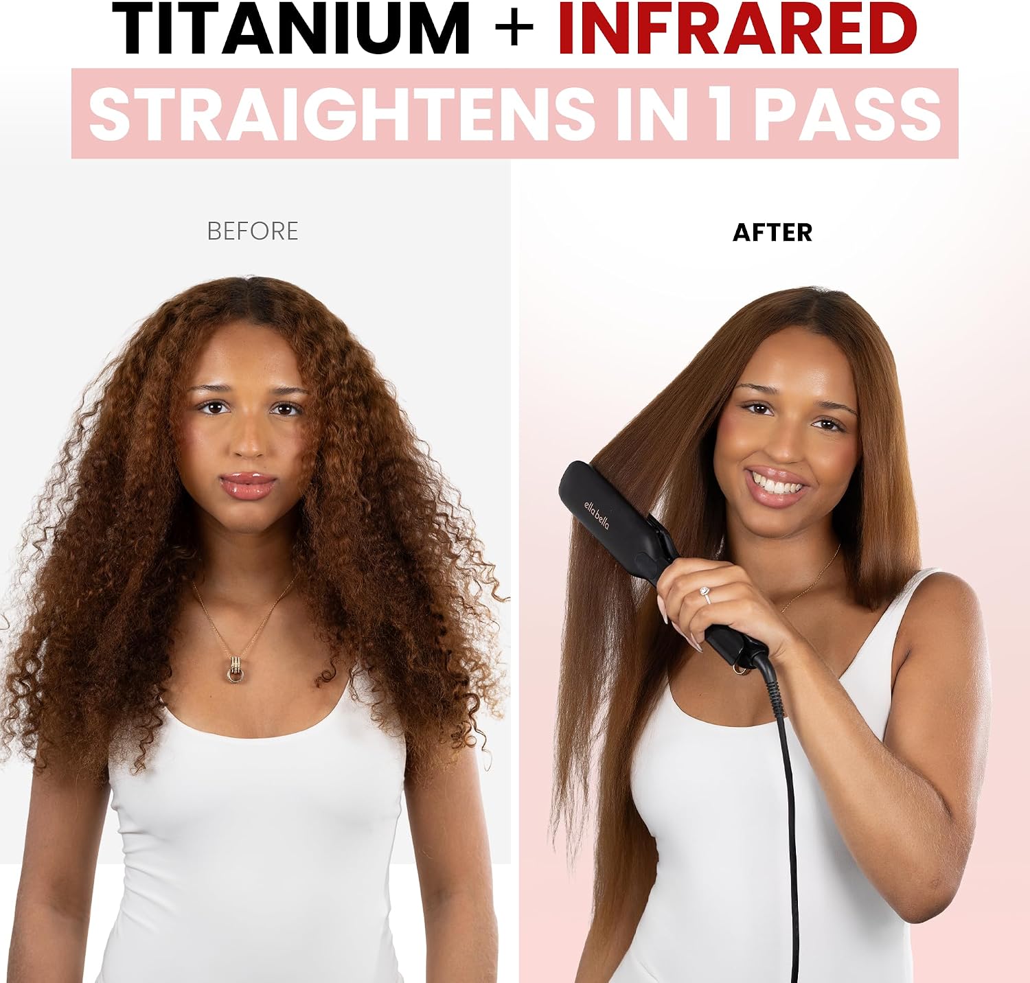 ELLA BELLA® Titanium Flat Iron Hair Straightener Large with Infrared - Image 2