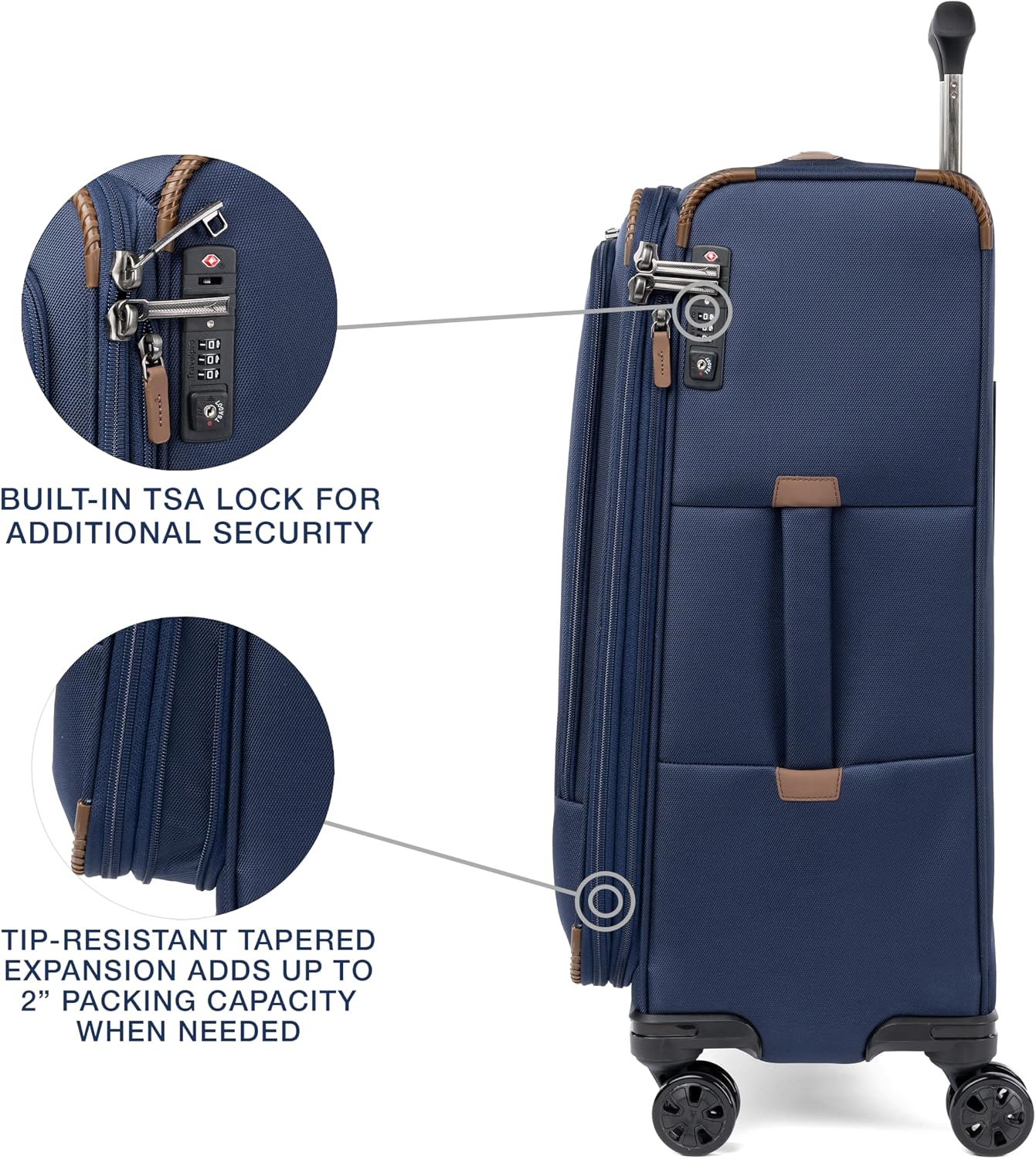 Travelpro Crew Classic Softside Checked Luggage, Blue, 25-Inch | Lightweight & Expandable With 8 Spinner Wheels, TSA Lock & Multiple Interior Pockets, for Men & Women - Image 4