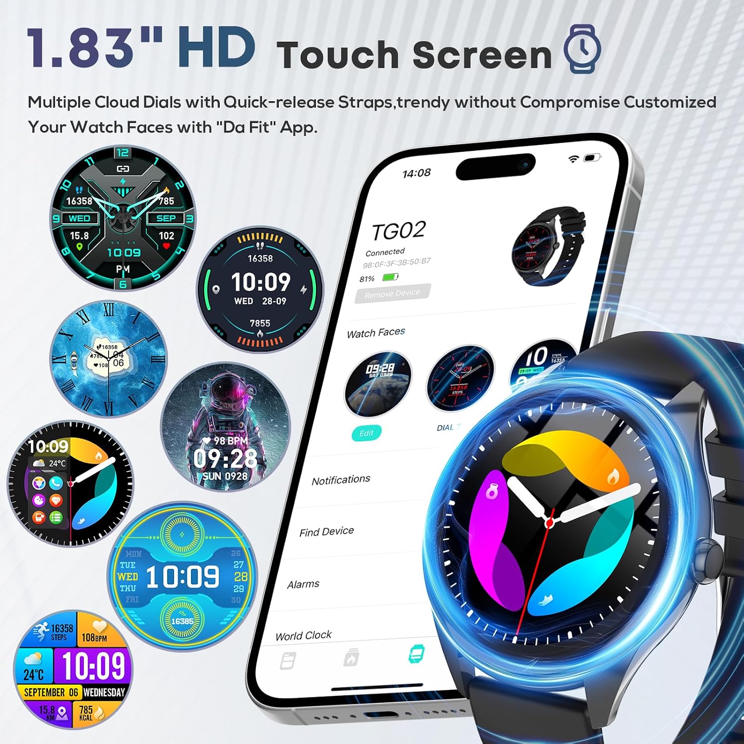 Smart Watch for Men, 1.39" HD Touchscreen Smartwatch with 120 Sports Modes, AI Voice Assistant, Heart Rate/Sleep Monitor, Bluetooth Call & Music Control Fitness Watch for iPhone/Android (Black) - Image 3