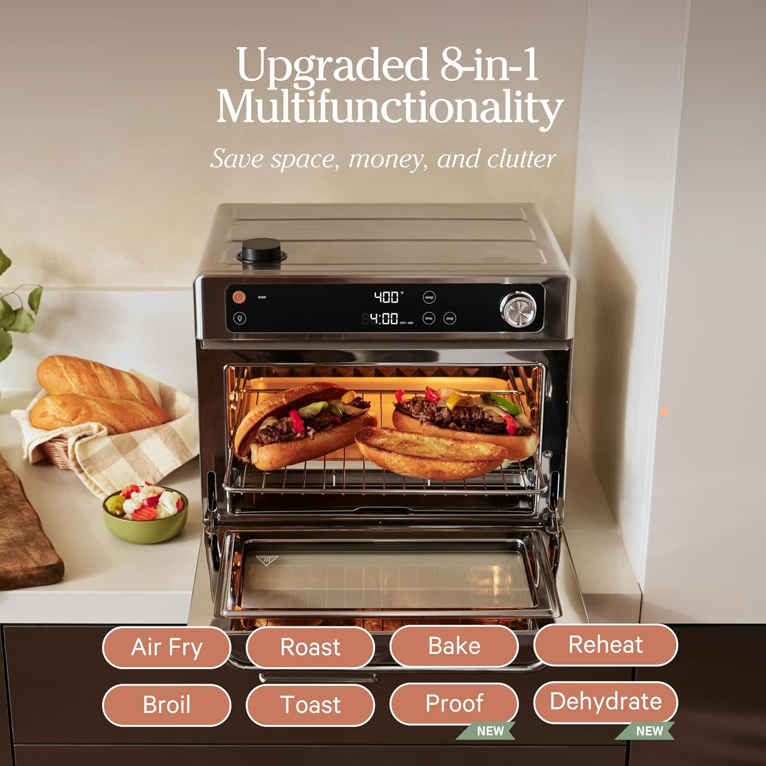 Our Place Wonder Oven Pro, 8-in-1 Digital Air Fryer Oven, 3-Rack, 32 Qt | Non-toxic air fryer toaster oven combo; basket, rack, pan, tray; air fry, toast, roast, bake, reheat, broil, proof, dehydrate - Image 6