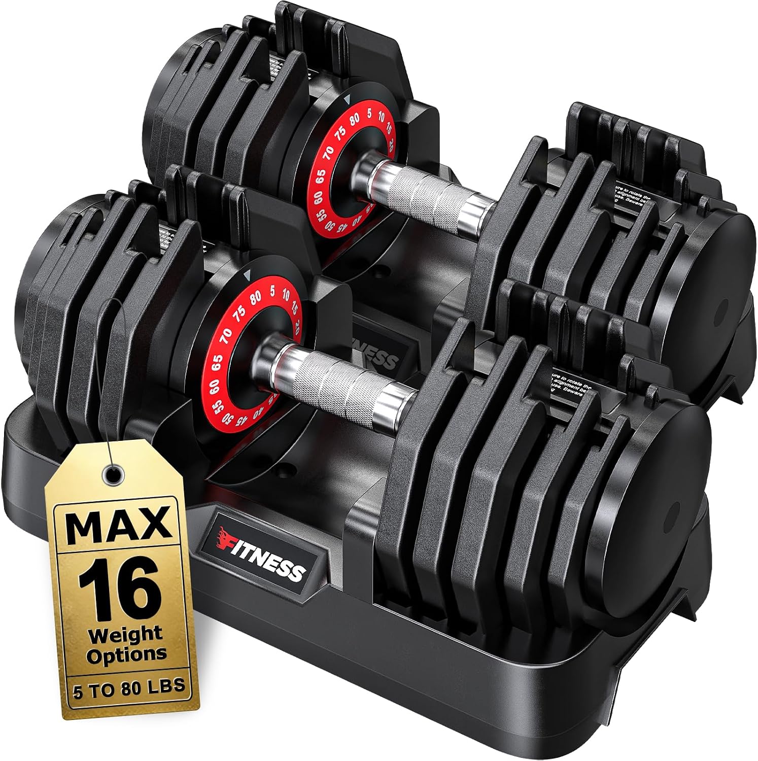 Rendpas Adjustable Dumbbell Set, Quick Adjust Free Weights for Home Gym | 25/55/80LB Weight Dumbbells w/Non-slip Grip, Dual-lock Safety, Space-saving Design for Strength Training