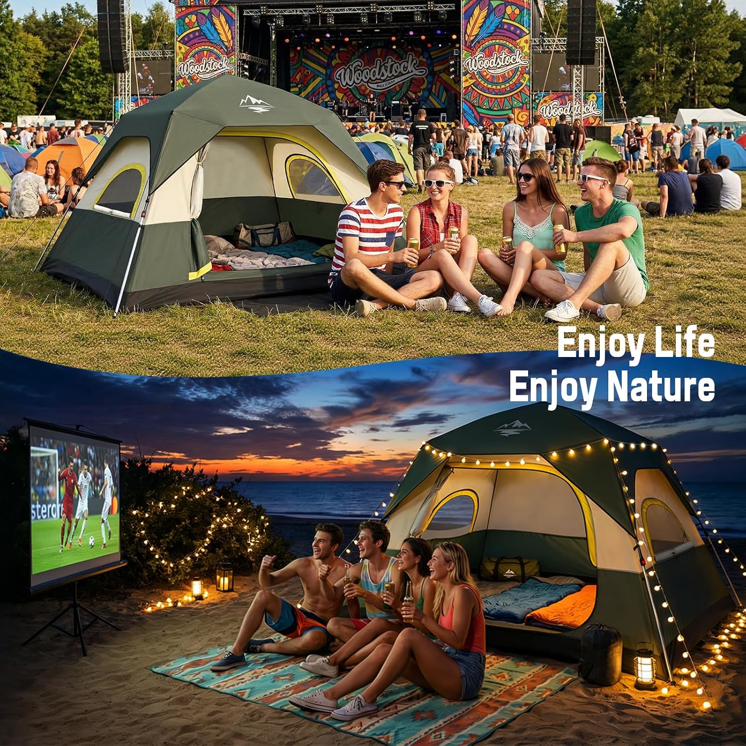 4 Person Instant Tents for Camping Setup in 50s, Cabin Tent with Rainfly - Image 8