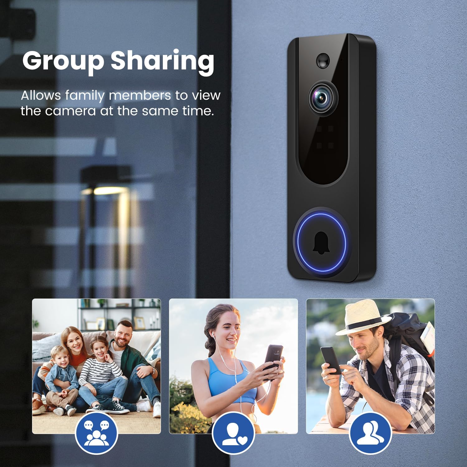 1080p WiFi Video Doorbell Camera Wireless, Battery Powered, AI Human and Motion Detection, 2 Way Talk, Night Vision, Cloud Storage, 2.4G WiFi Only, Indoor/Outdoor Surveillance - Image 6