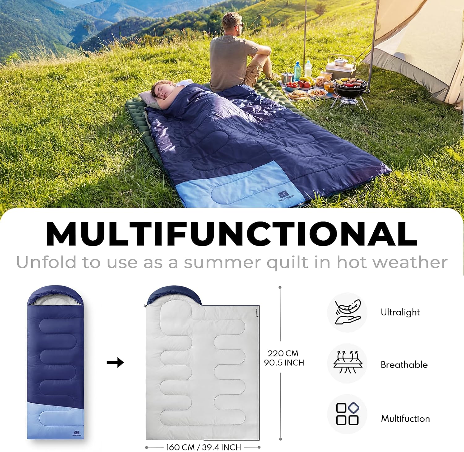 Ultralight Warm Weather Sleeping Bag - Portable, Waterproof, Compact Lightweight, Comfort with Compression Sack - Great for Outdoor Camping, Backpacking & Hiking - Image 8
