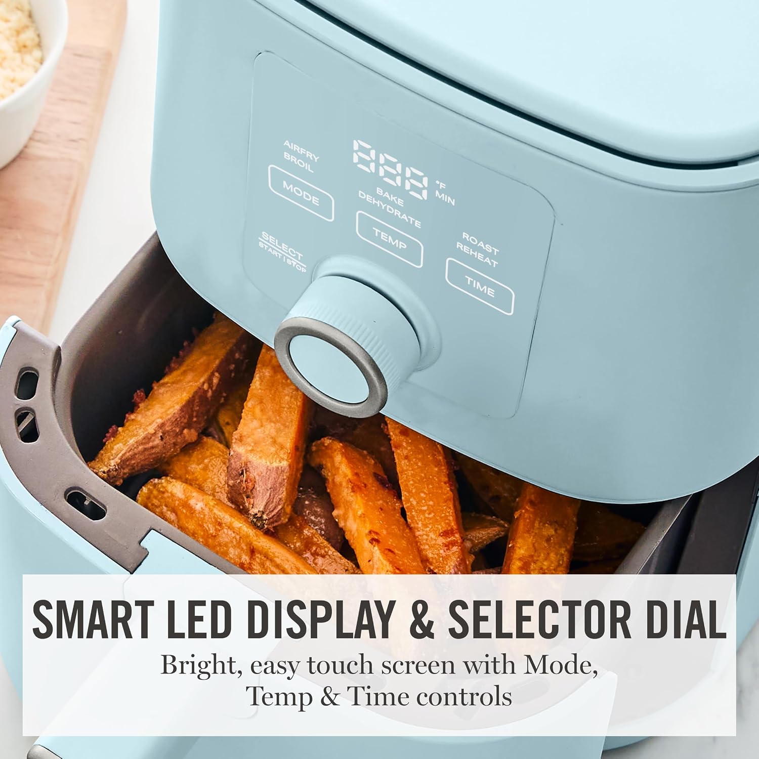 Martha Stewart 6-Quart Air Fryer, 6 Presets, Space Saving, Sky Blue - Image 6