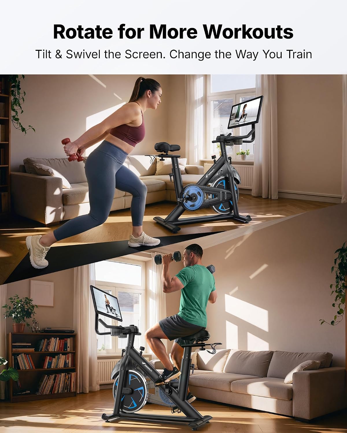 MERACH Exercise Bike with Screen, 21.5” HD Display, Magnetic Resistance - Image 8