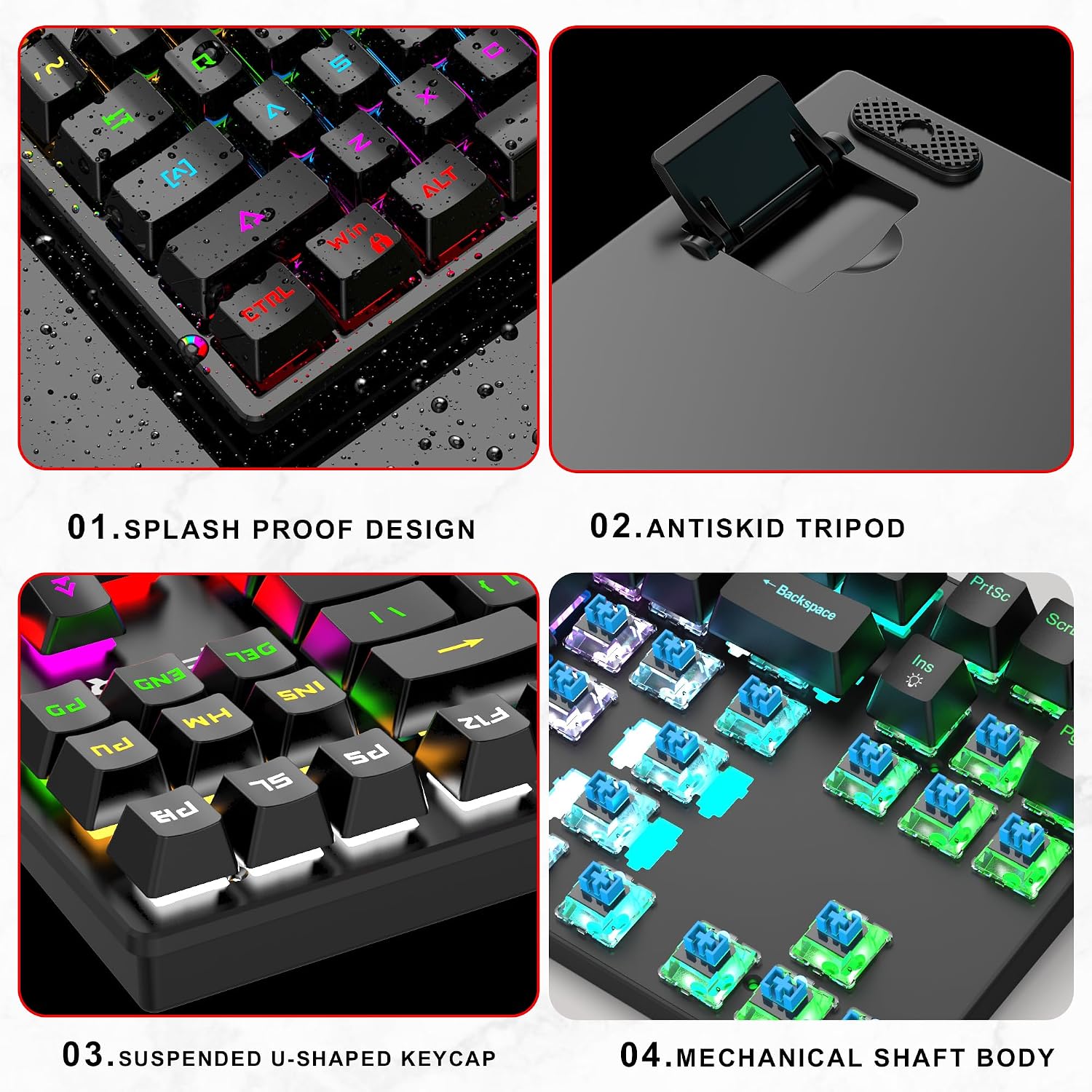 Gaming Mechanical Keyboard, Ergonomic Design, 87 Keys, Multiple Backlight Effects, 1.5m Cable,USB-A Connector Cable, Rich Shortcut Keys - Image 5