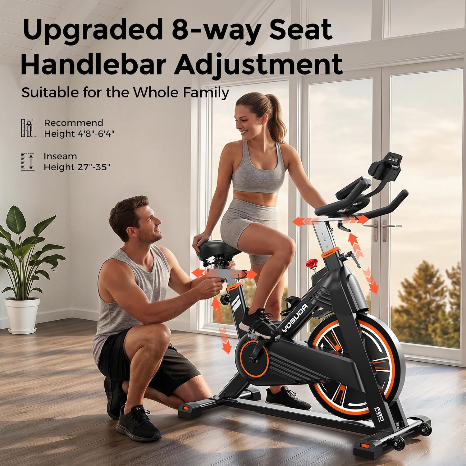 YOSUDA PRO Magnetic Exercise Bike 350 lbs Weight Capacity | Indoor Cycling Bike Stationary with Comfortable Seat Cushion, Silent Belt Drive - Image 3