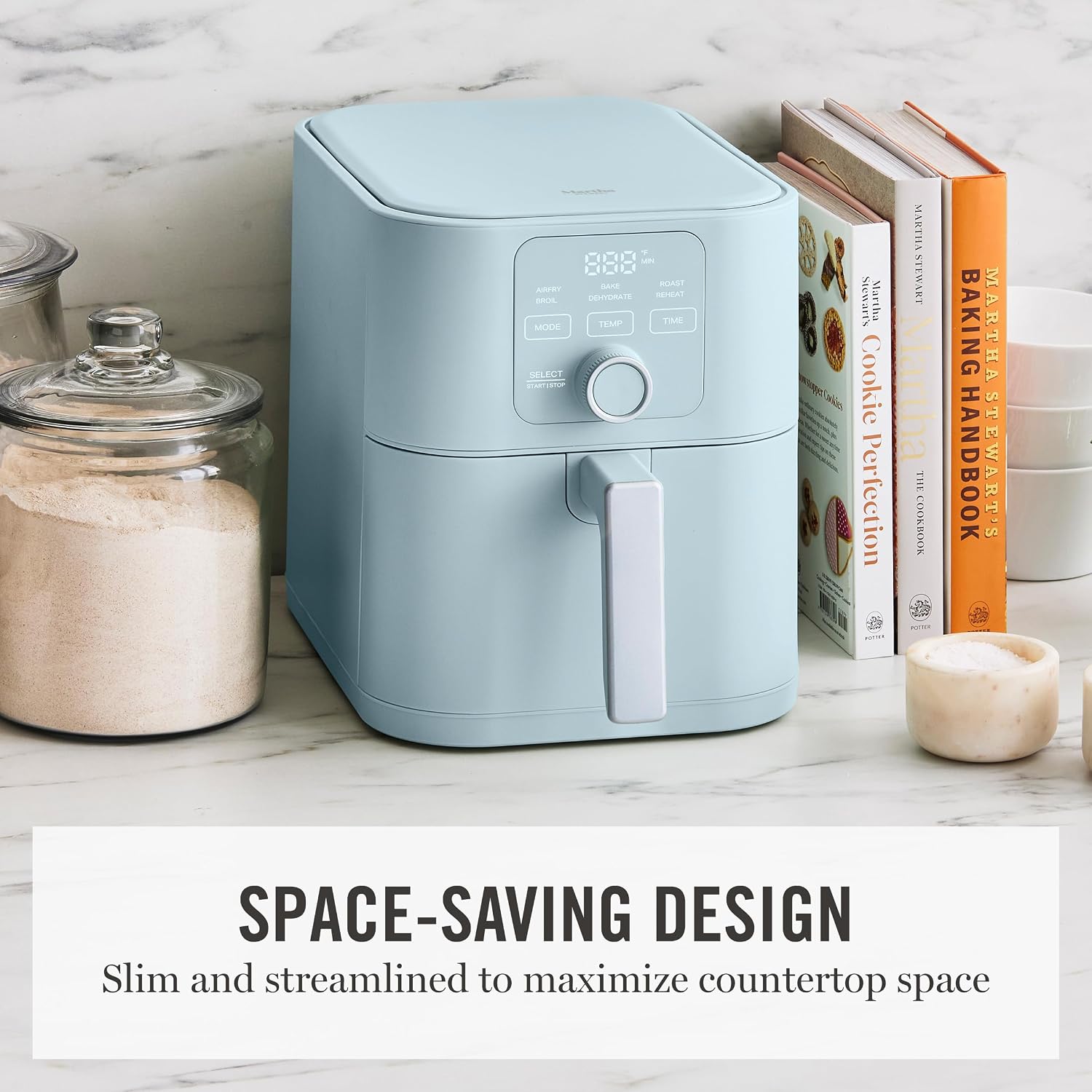 Martha Stewart 6-Quart Air Fryer, 6 Presets, Space Saving, Sky Blue - Image 10