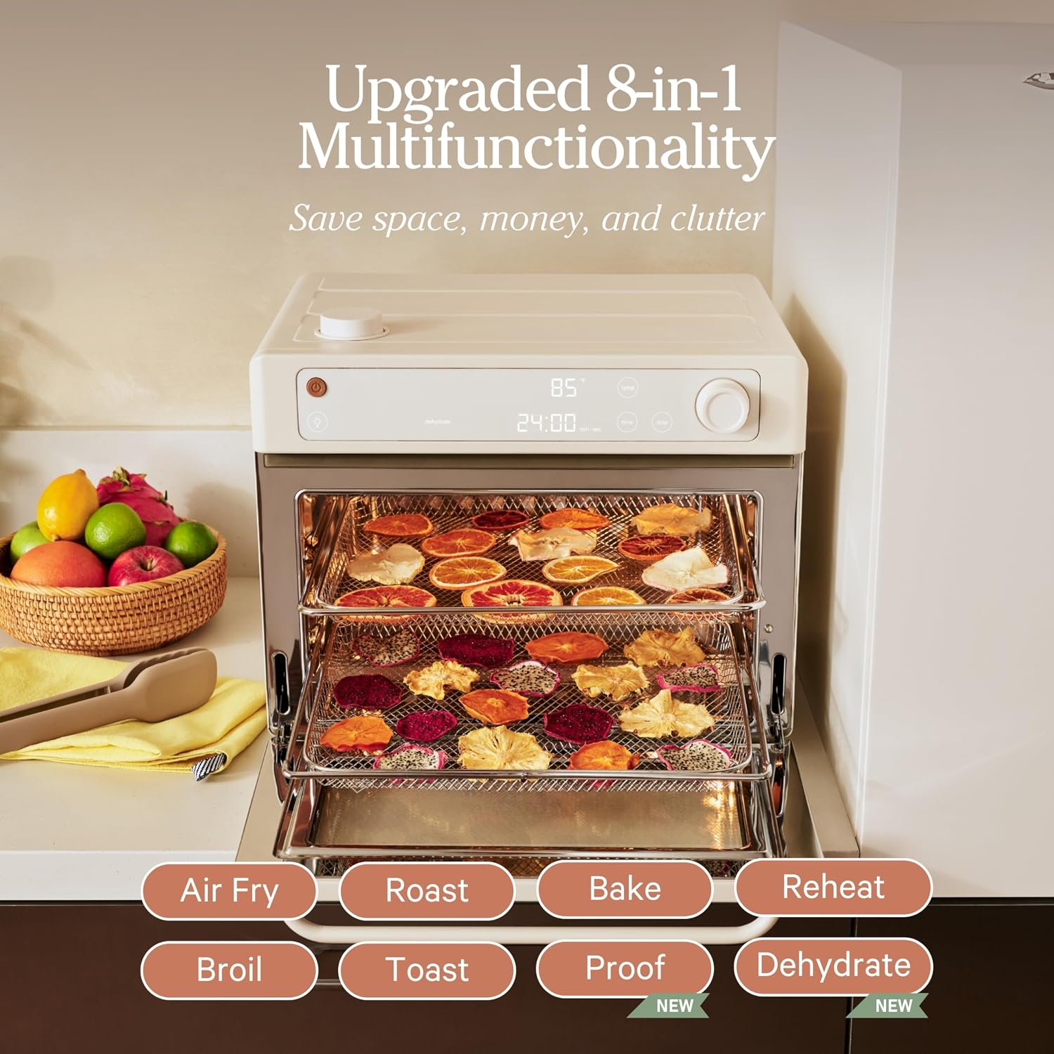 Our Place Wonder Oven Pro, 8-in-1 Digital Air Fryer Oven, 3-Rack, 32 Qt | Non-toxic air fryer toaster oven combo; basket, rack, pan, tray; air fry, toast, roast, bake, reheat, broil, proof, dehydrate - Image 6