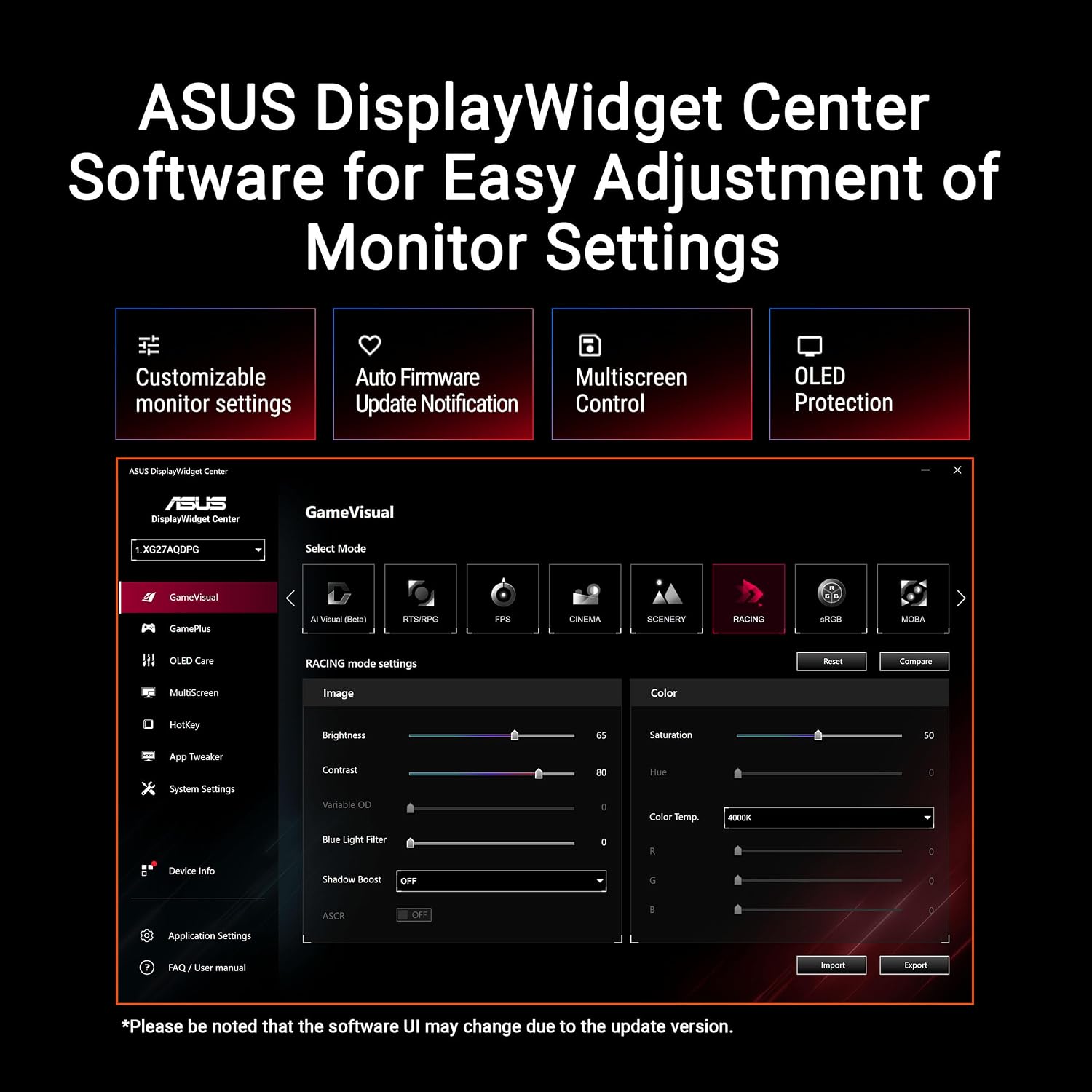 ASUS ROG XG34WCDG 34 Inch 1440p 175Hz Ultrawide OLED G-SYNC Gaming Monitor - Image 7