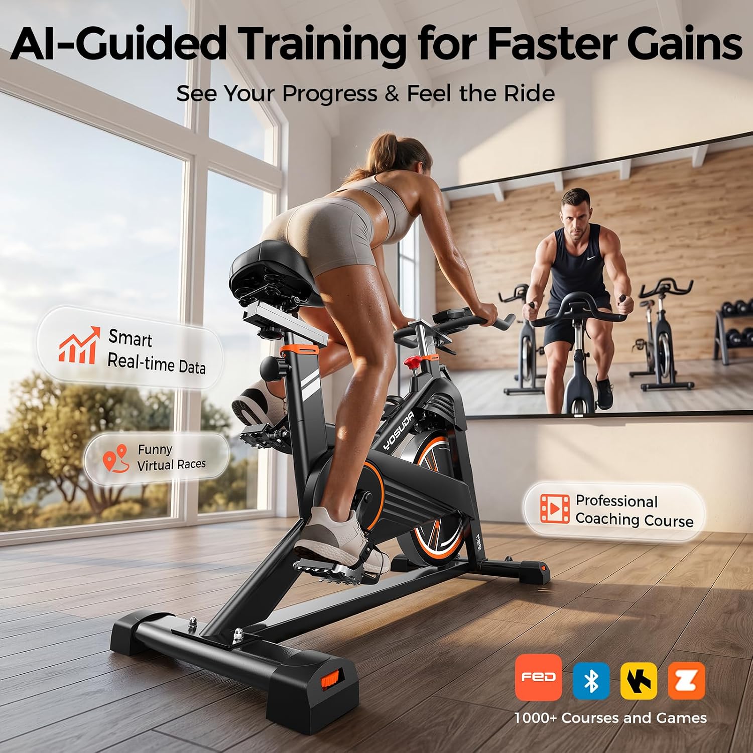 YOSUDA PRO Magnetic Exercise Bike 350 lbs Weight Capacity | Indoor Cycling Bike Stationary with Comfortable Seat Cushion, Silent Belt Drive - Image 5