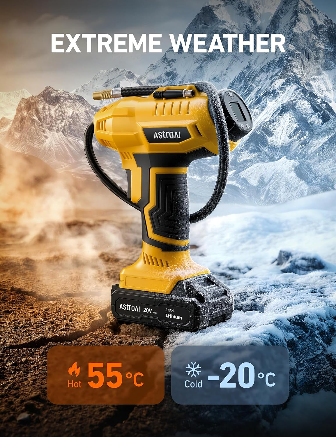 AstroAI Cordless Tire Inflator Portable Air Compressor 160PSI 12VDC Battery - Image 5