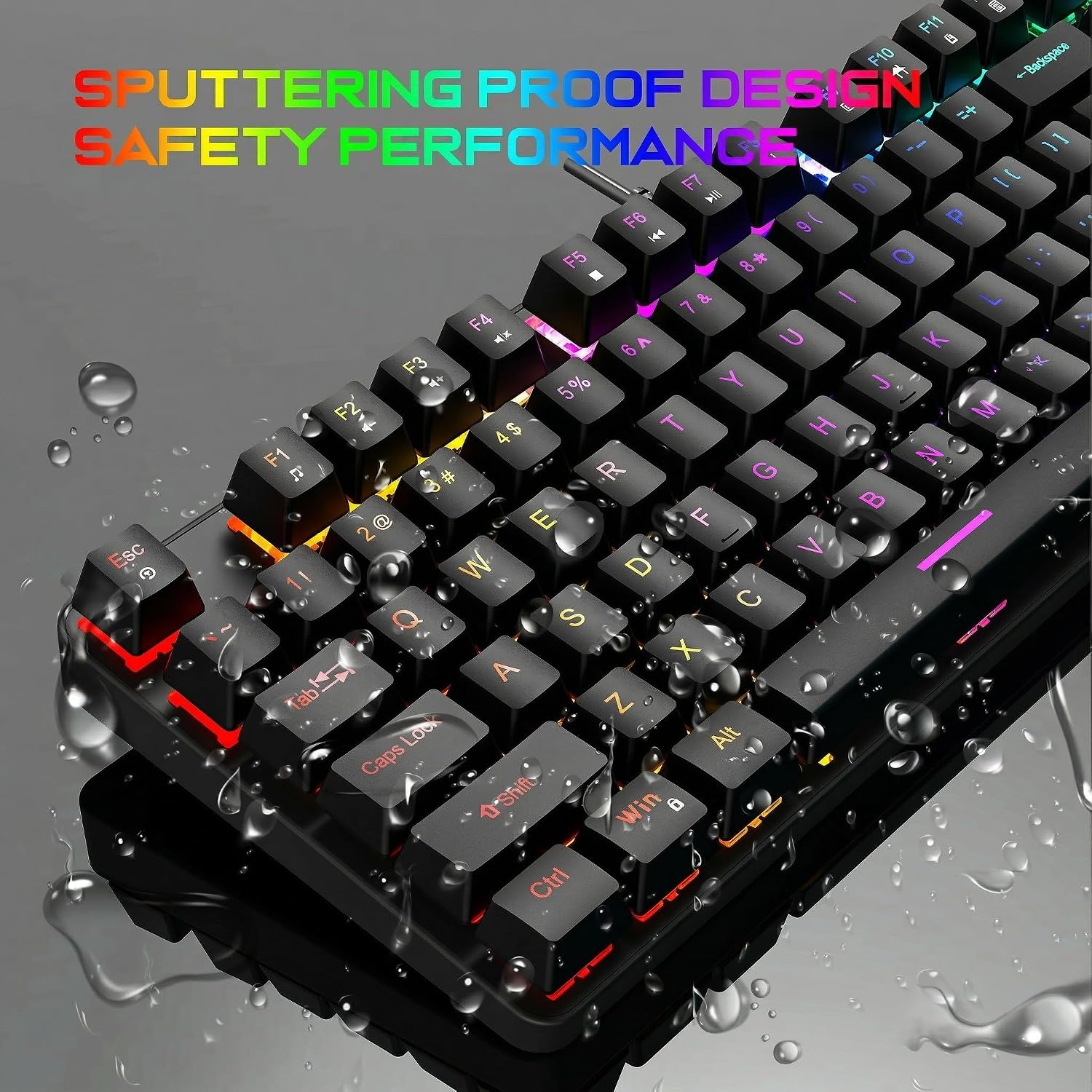 Gaming Mechanical Keyboard, Ergonomic Design, 87 Keys, Multiple Backlight Effects, 1.5m Cable,USB-A Connector Cable, Rich Shortcut Keys - Image 7
