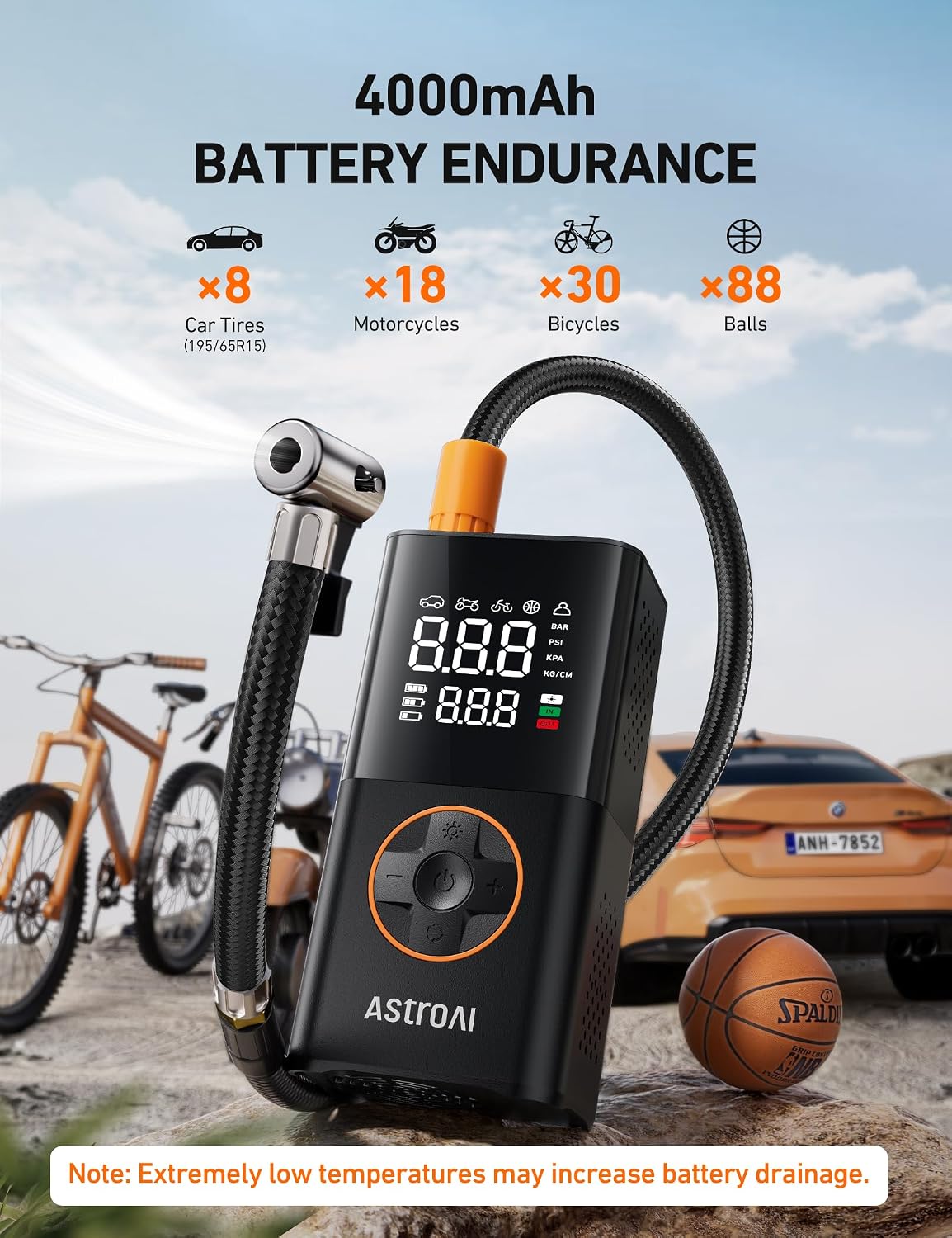 AstroAI L7 Tire Inflator Portable Air Compressor,150 PSI Cordless Bike Pump - Image 4