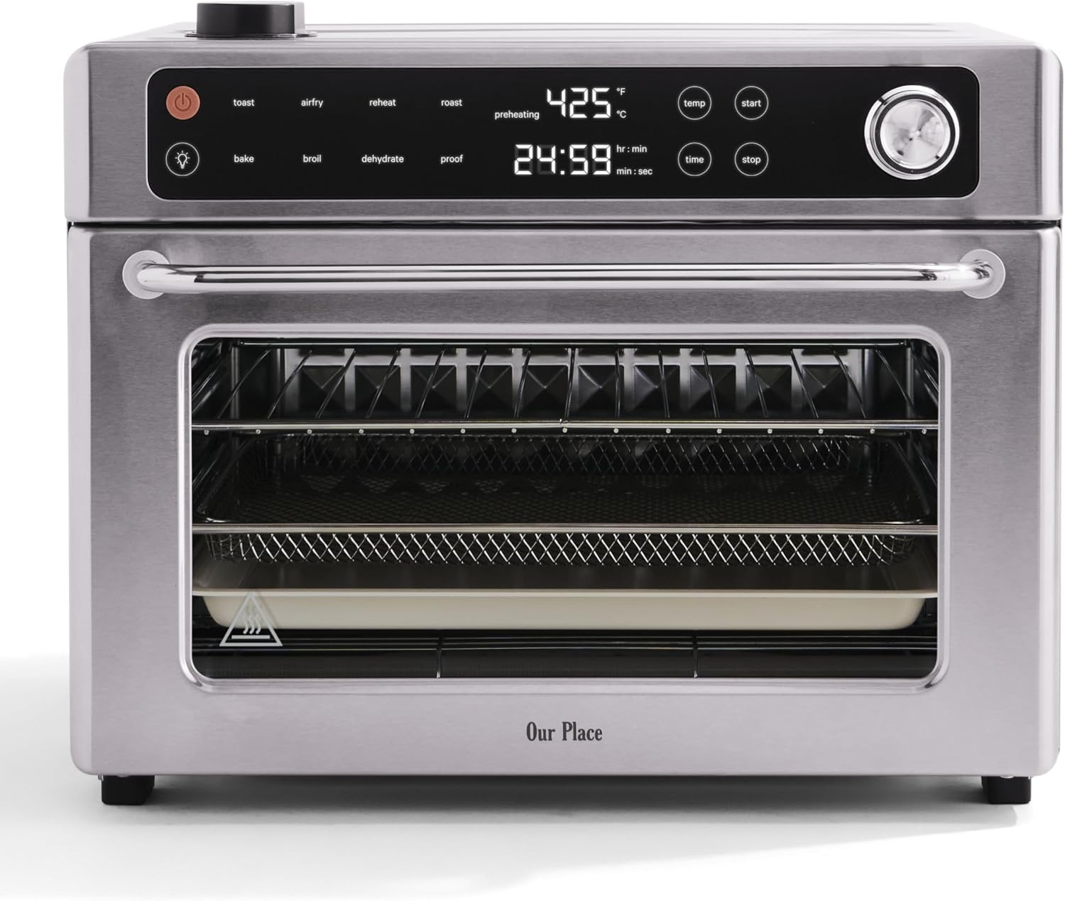 Our Place Wonder Oven Pro, 8-in-1 Digital Air Fryer Oven, 3-Rack, 32 Qt | Non-toxic air fryer toaster oven combo; basket, rack, pan, tray; air fry, toast, roast, bake, reheat, broil, proof, dehydrate