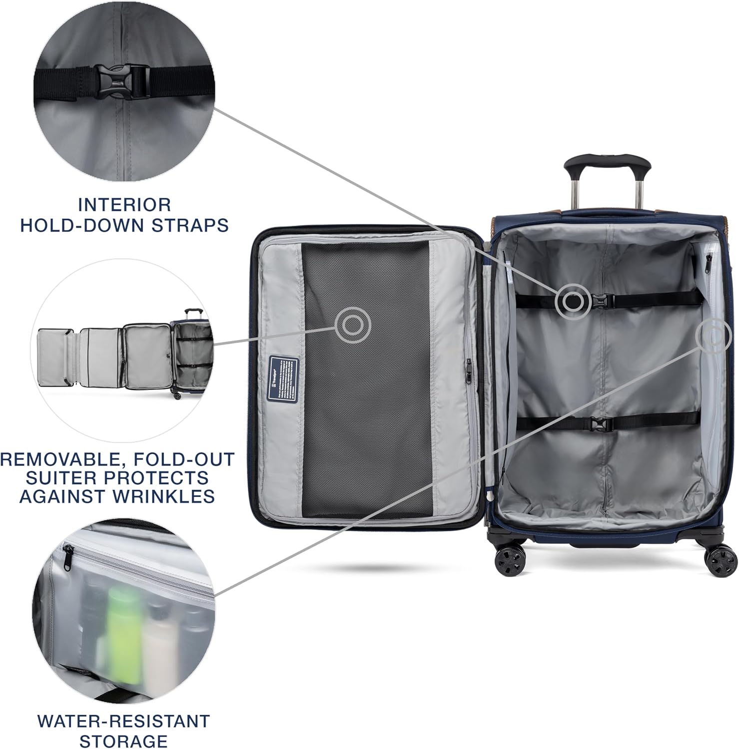 Travelpro Crew Classic Softside Checked Luggage, Blue, 25-Inch | Lightweight & Expandable With 8 Spinner Wheels, TSA Lock & Multiple Interior Pockets, for Men & Women - Image 5