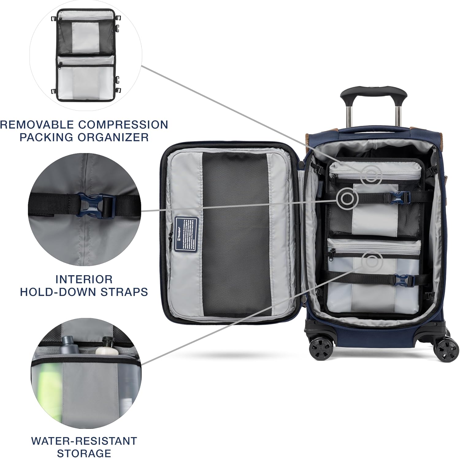 Travelpro Crew Classic Softside Carry-On Luggage, Blue, 20-Inch | Compact Lightweight & Expandable With 8 Spinner Wheels, Compression Organizer & Multiple Interior Pockets, for Men & Women - Image 7