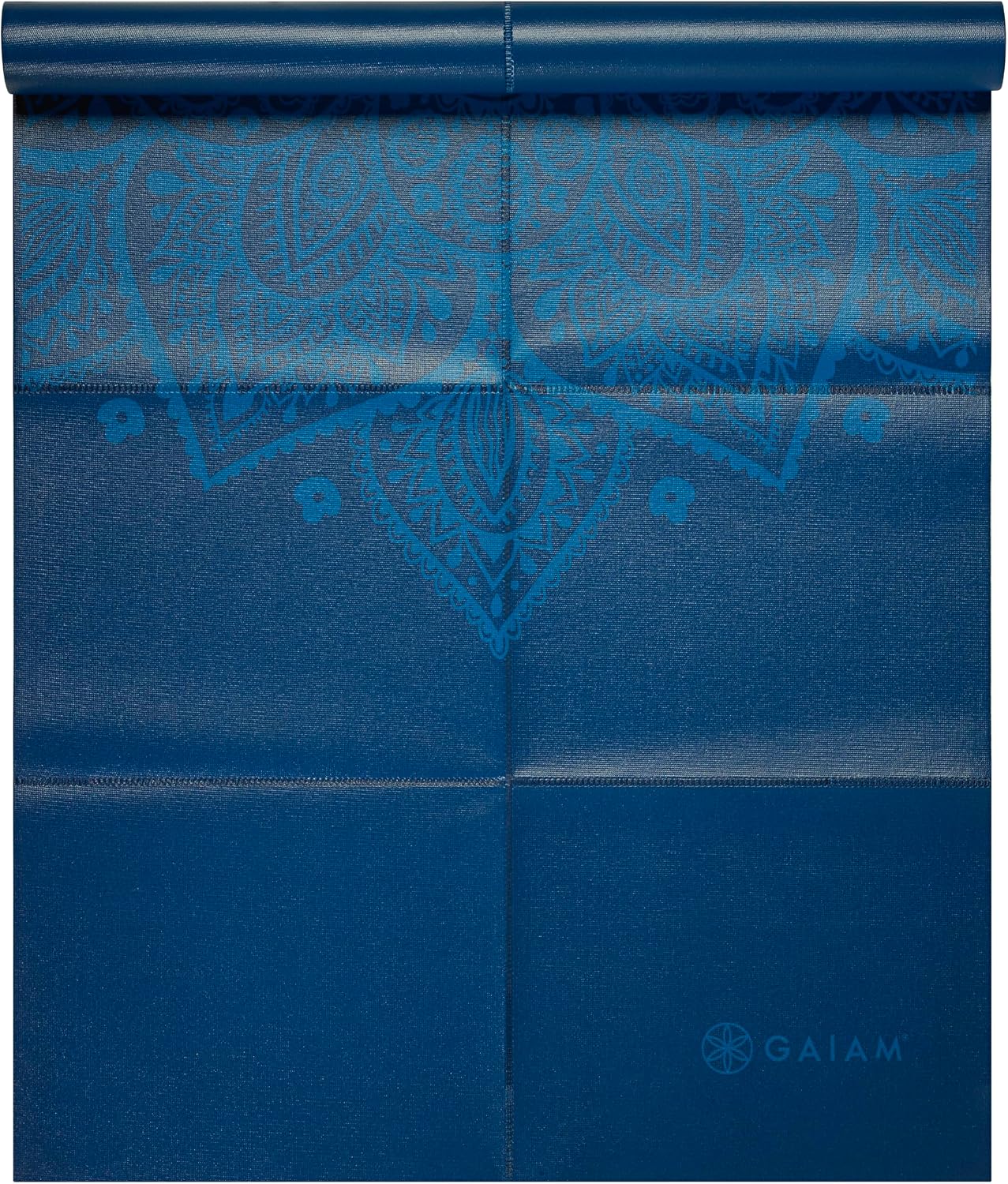 Gaiam Foldable Yoga Mat, 2mm Icy Paisley