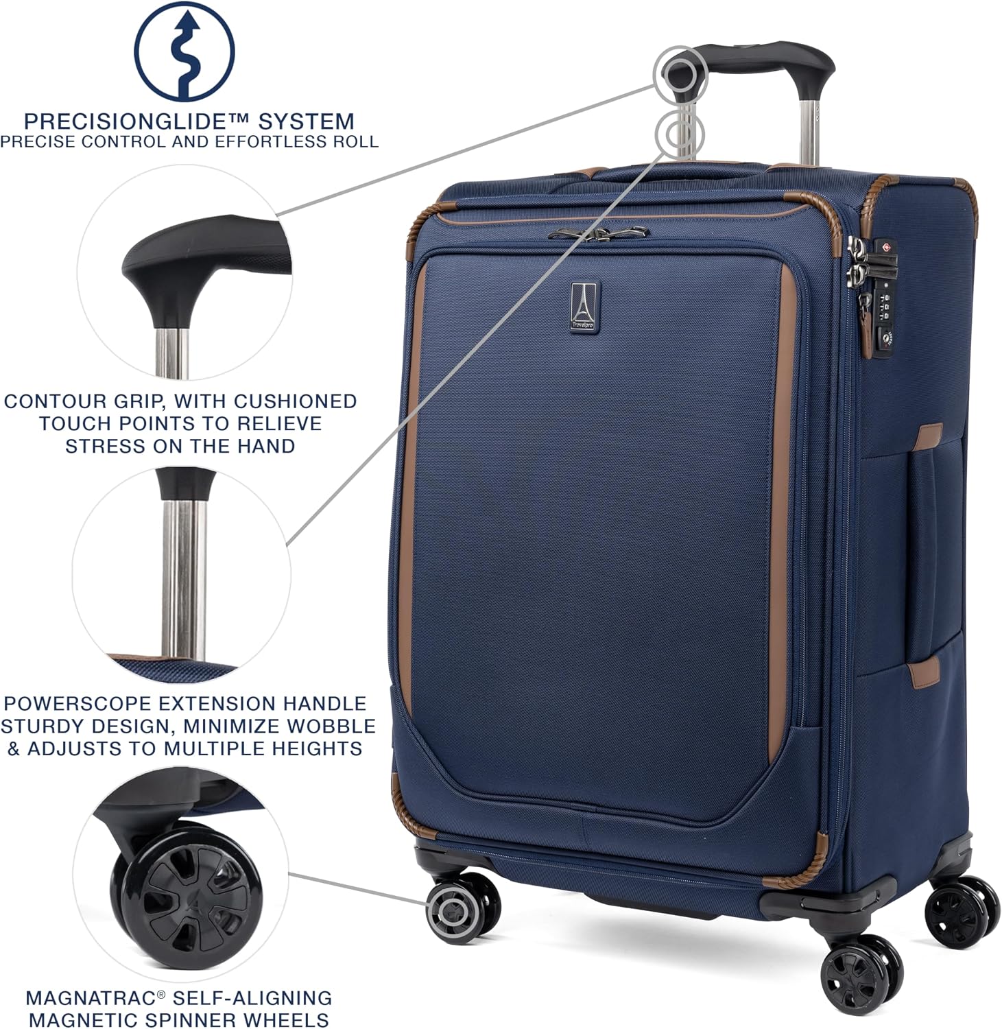 Travelpro Crew Classic Softside Checked Luggage, Blue, 25-Inch | Lightweight & Expandable With 8 Spinner Wheels, TSA Lock & Multiple Interior Pockets, for Men & Women - Image 2