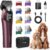 oneisall Professional Dog Clippers for Grooming Thick Hair, 9000RPM 5 Speed | 5 in 1 DLC Blade, 280min Cordless, Low Noise Dog Grooming Kit with 8 Metal Combs Carring Case for Dogs Cats Pet