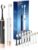 Aneebart Sonic 2 Pack Electric Toothbrush for Adults, Travel Toothbrush Includes 12 Replacement Toothbrush Heads, 6 Modes with 2 MIN Smart Timer (Black White)