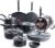 T-Fal Ultimate Hard Anodized Nonstick Pots and Pans Set 17 Piece, Nonstick Cookware Set with Fry Pan, Saucepans, Saute-Pan, Griddle, Dishwasher Safe, Onyx