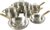 Oster Platinum Sunstreak Pots and Pans Set, 10-Piece Stainless Steel Cookware Set with Glass Strainer Lids and Gold Handles, Induction Cookware Set