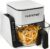 NutriChef 4 QT Air Fryer & Grill | 8-1 Preset Cook Modes | Transparent Fry Bowl for Best Cooking Results | Cook Shrimp, Steak, Fries, Wings & More | 4 QT Glass Air Fryer & 1.2 QT Grill | White