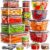 JSCARES 40 PCS Food Storage Containers with Lids Airtight (20 Lids &20 Containers) – Leakproof Meal-Prep Containers for Kitchen Storage Reusable Plastic Microwave/Dishwasher Safe with Labels & Pen