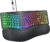 MEETION Wired Ergonomic Keyboard with Backlit Keys and Wrist Rest, Black